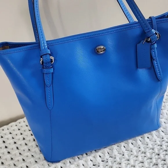 Coach large royal blue tote women hand bag - Picture 2 of 12